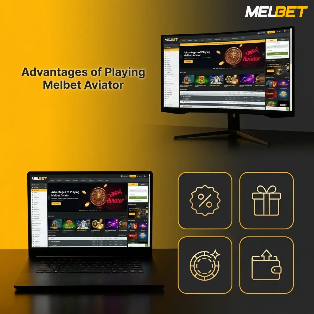 Melbet Aviator advantages including 97% RTP, fair gameplay, welcome bonus, UPI payments, mobile app, and 24/7 support