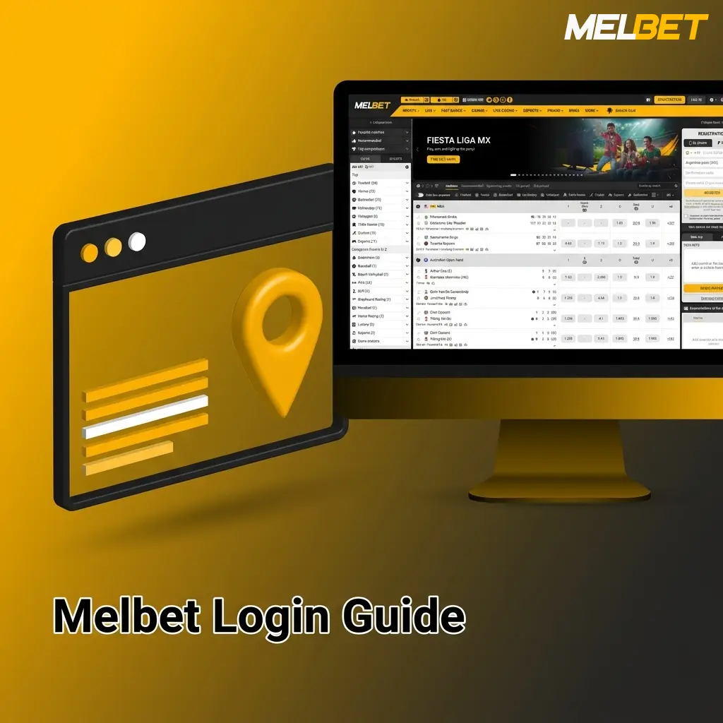 Melbet login page showing step-by-step sign-in process with email, password fields and login button