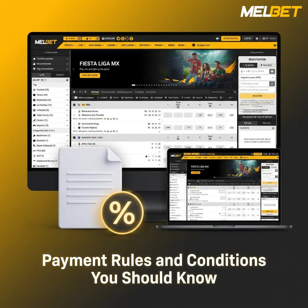 Melbet payment rules including verification, withdrawal conditions, bonus wagering, and transaction limits for Indian users