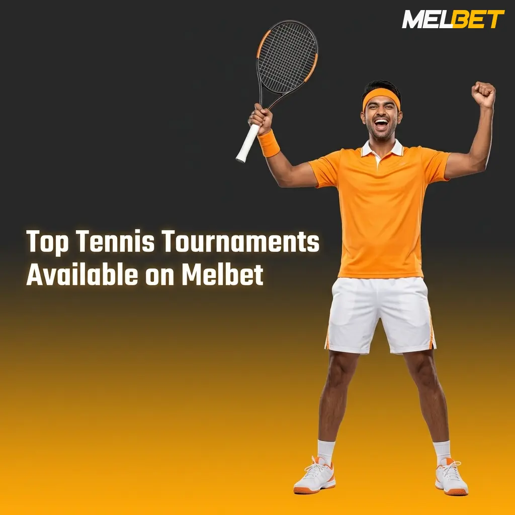 Top tennis tournaments on Melbet including Grand Slams, ATP Finals, Davis Cup and WTA Tour events available for betting