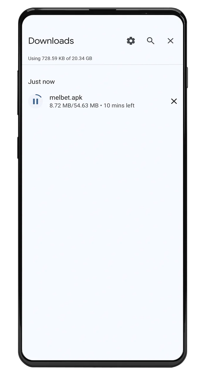 Open your Downloads folder and locate the installation file for the Melbet app.