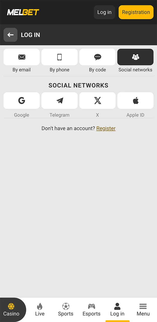 Use Telegram to log in quickly to the Melbet website.