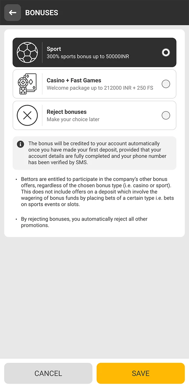 Choose the Melbet bonus that suits you best, available when you sign up.
