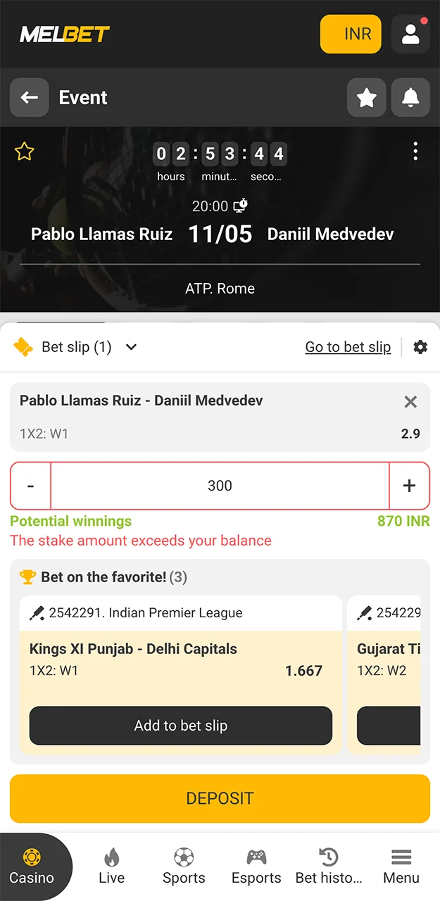 As soon as you’ve topped up your account on the Melbet website, you can claim your bonus and place a bet.