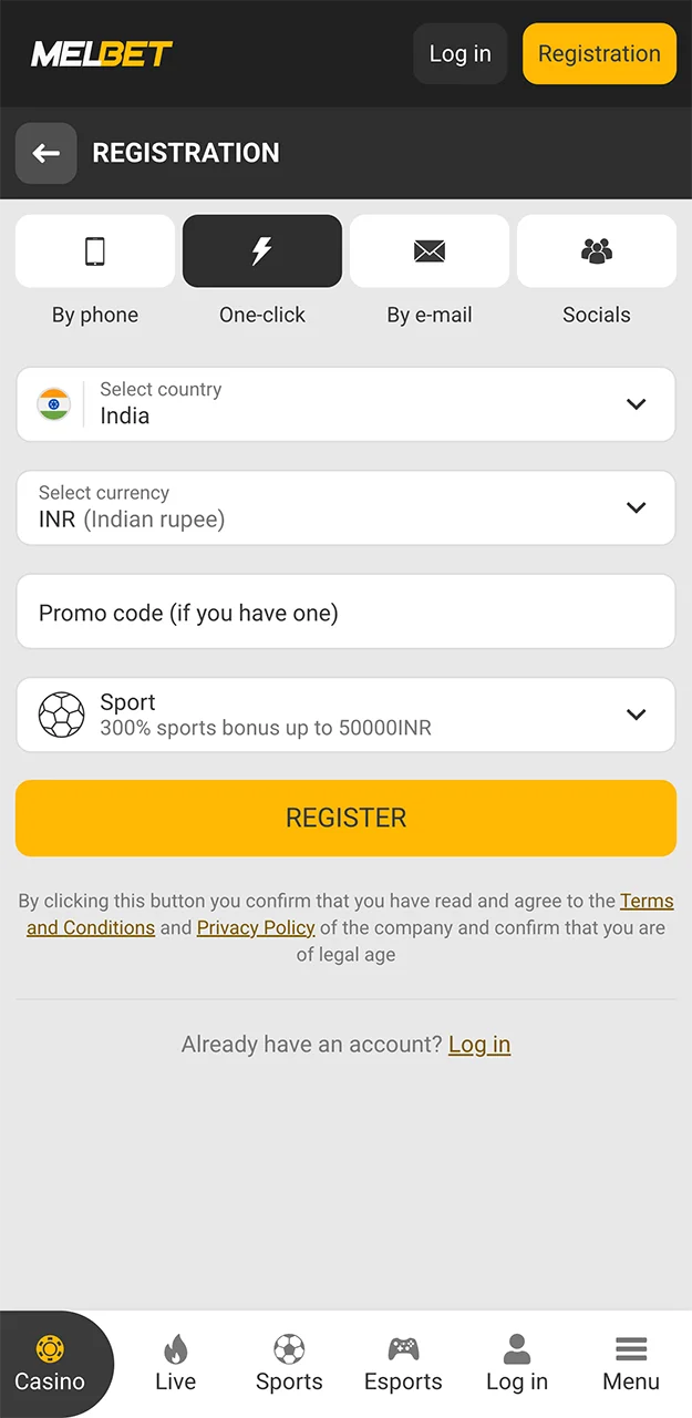 Choose a strong password when registering on the Melbet website.