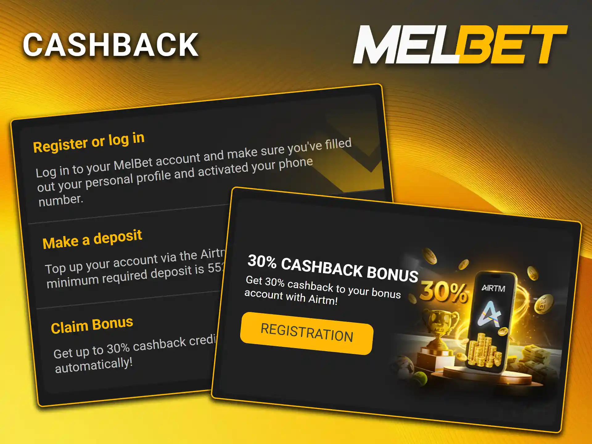 Recover a part of your losses on selected games by claiming the cashback on Melbet.