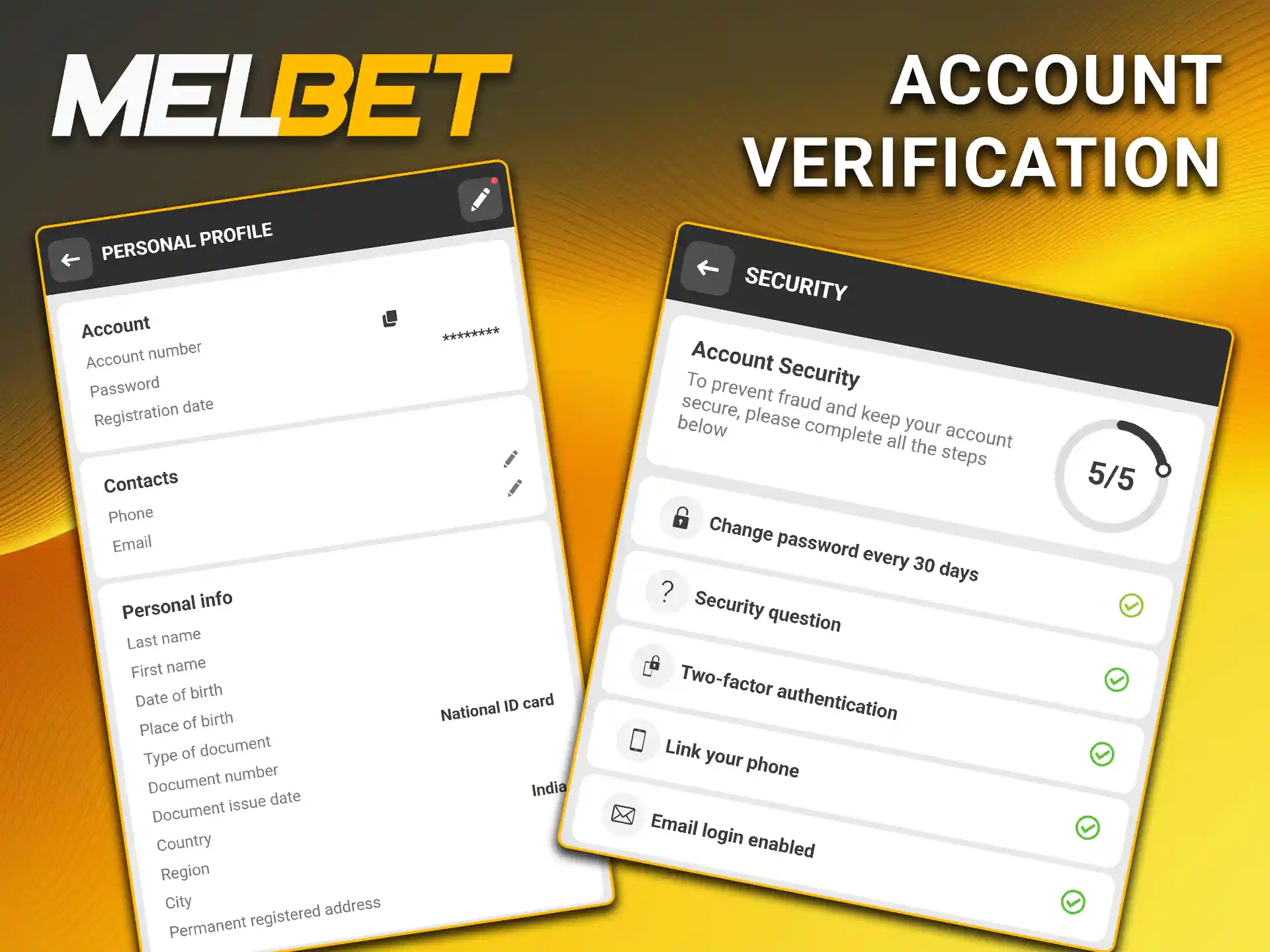 Complete the quick verification process after registering on Melbet.